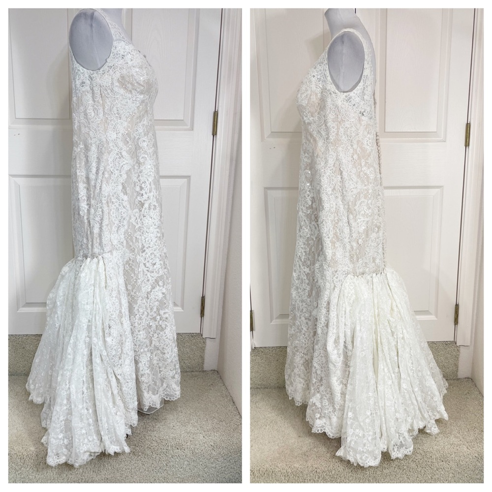 oleg cassini lace trumpet wedding dress - Picture 10 of 16